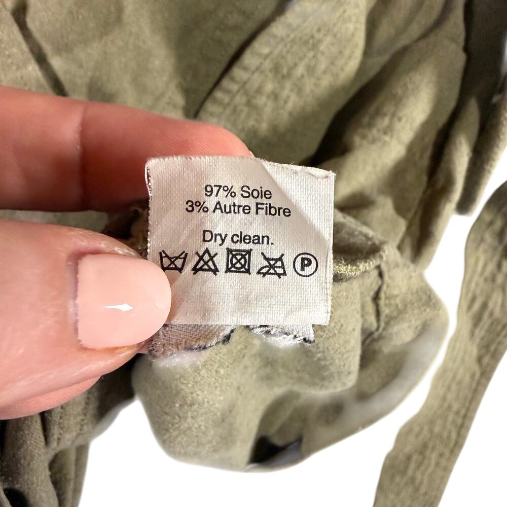 Madewell Portside Faux Wrap Silk Skirt Women's Olive Green Knee Length - Size 8 - Picture 10 of 10